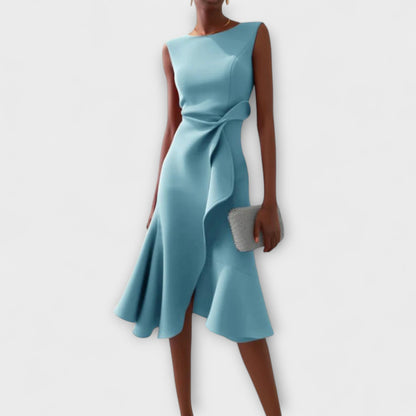 Draped asymmetric everyday midi dress for women | Sheila -4