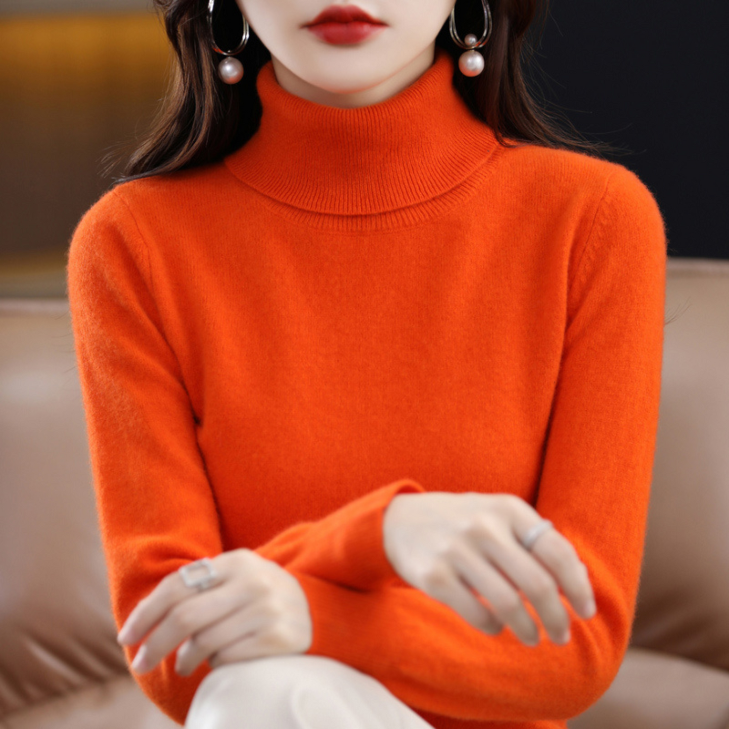 Soft cashmere turtleneck jumper for women | Elena -9