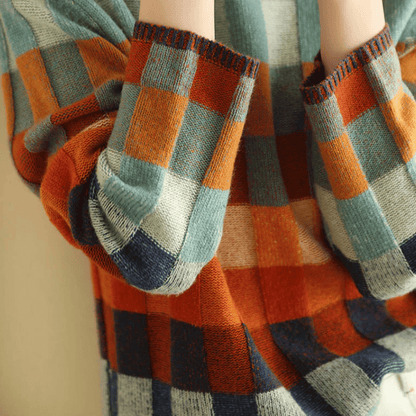 Soft patchwork turtleneck jumper for women -5