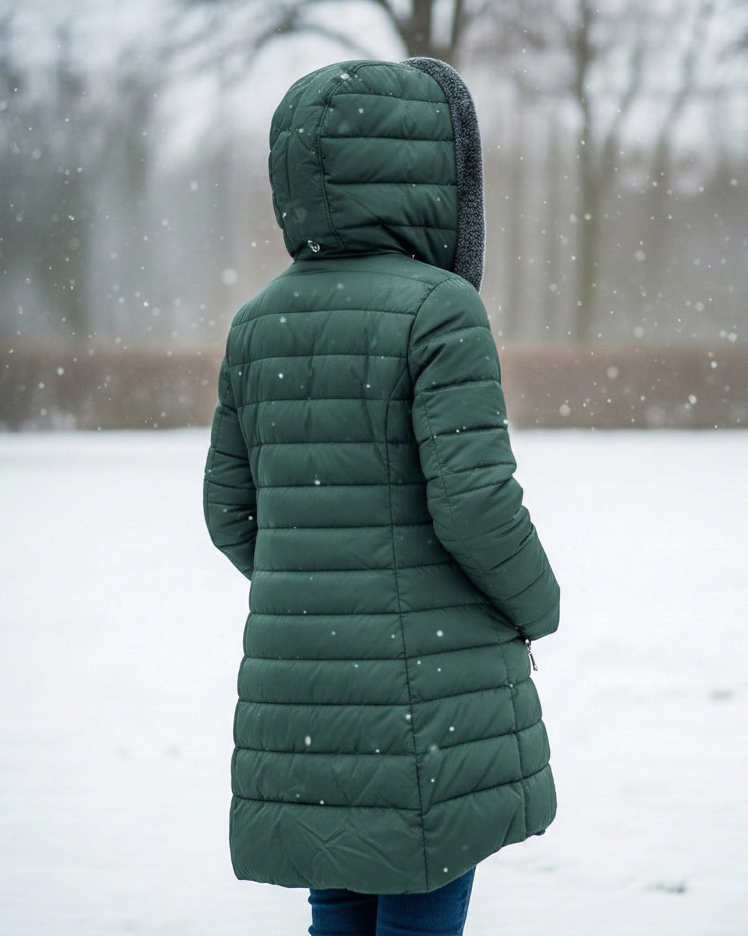 Layered Fleece-lined puffer coat with A-line silhouette for women | Jami