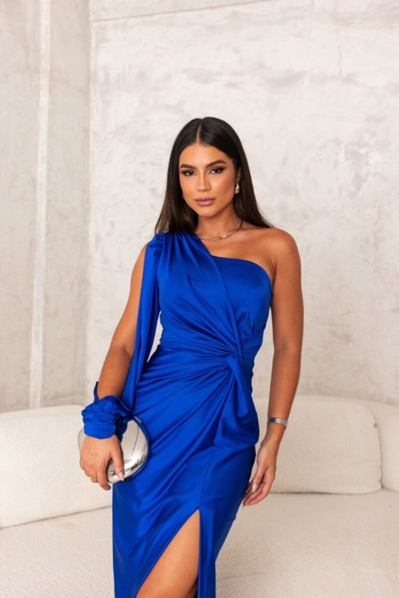Elegant one-shoulder dress with side slit for women | Kyara -11