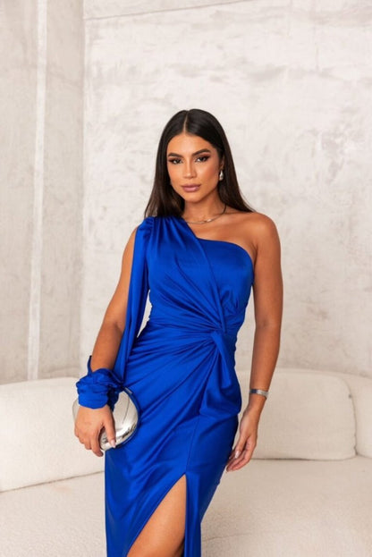 Elegant one-shoulder dress with side slit for women | Kyara -11