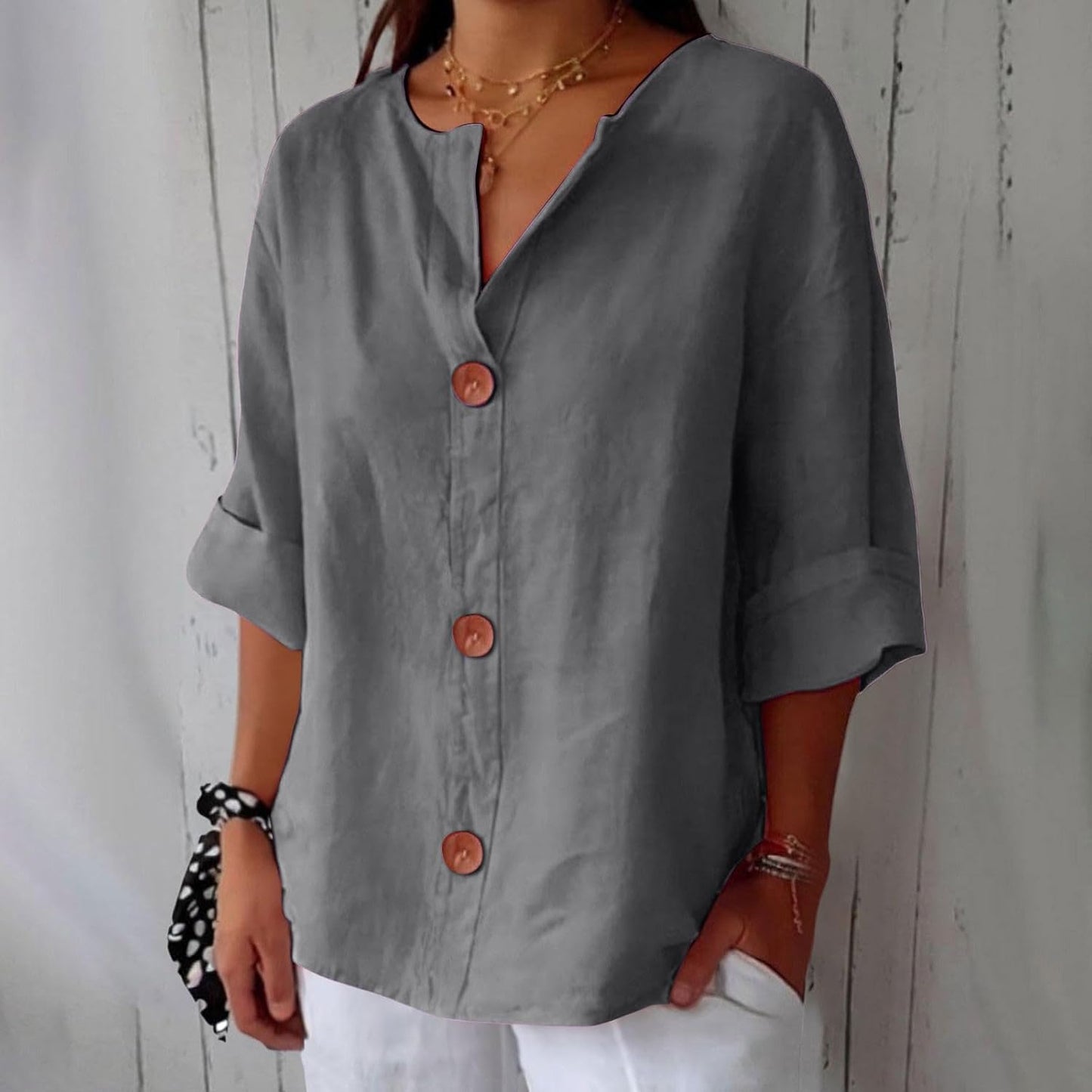 Flowy Classic everyday blouse with relaxed fit for women | Elara