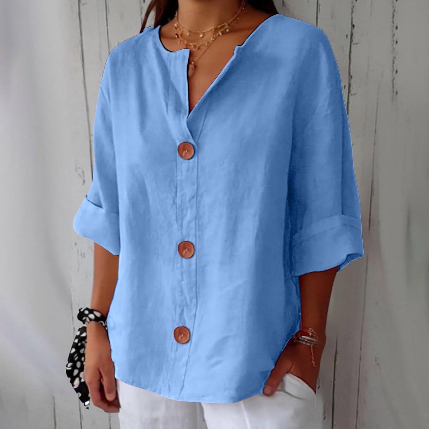 Flowy Classic everyday blouse with relaxed fit for women | Elara