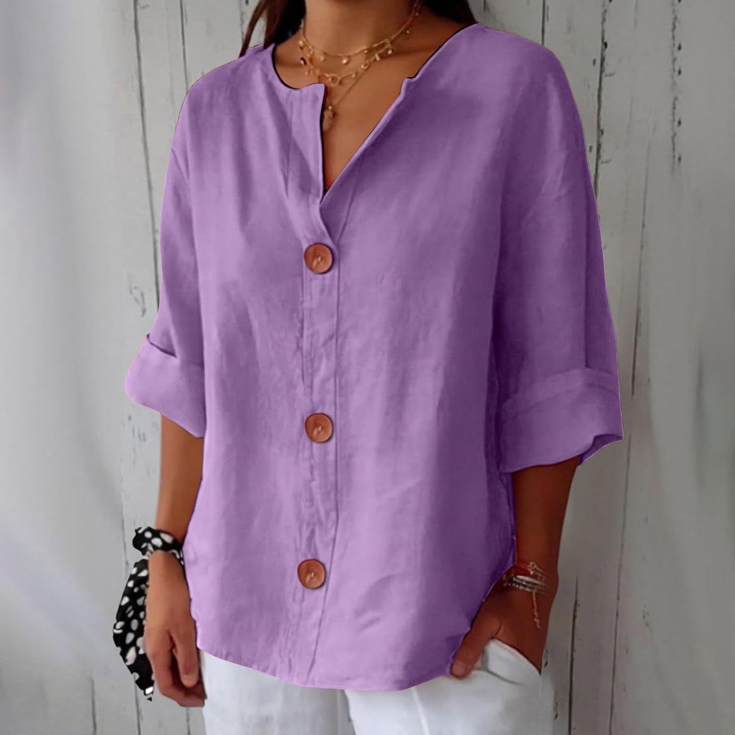 Flowy Classic everyday blouse with relaxed fit for women | Elara