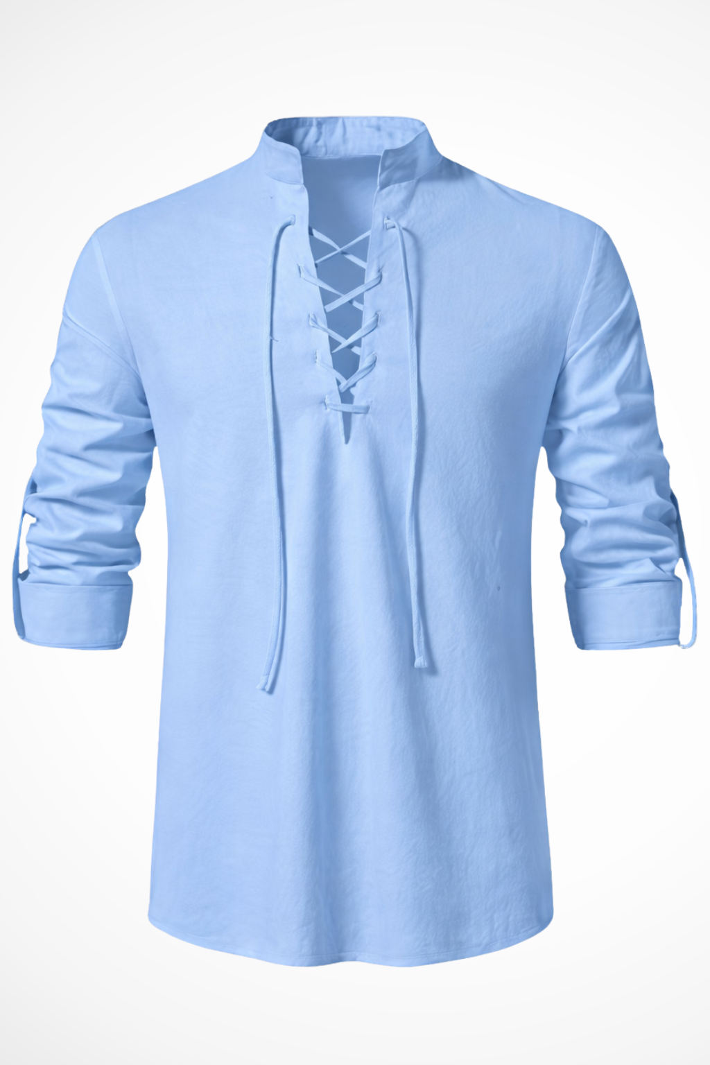 Linen lace-up long-sleeve casual shirt for men | Rowan -2