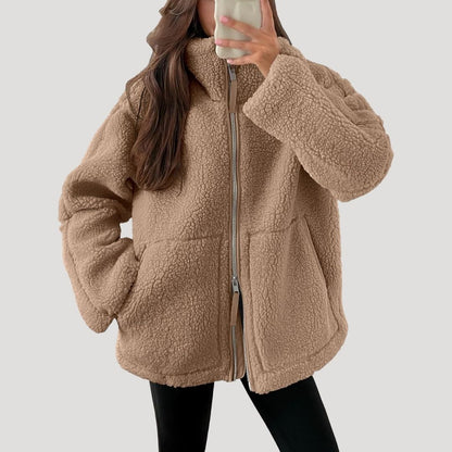 Casual Teddy fleece zip-up jacket for women | Noelle