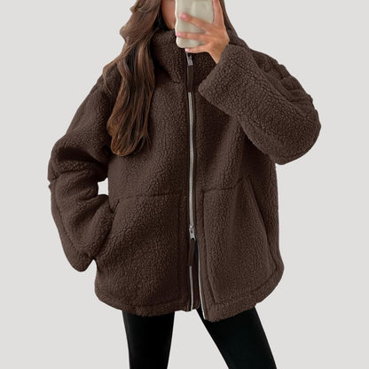 Casual Teddy fleece zip-up jacket for women | Noelle