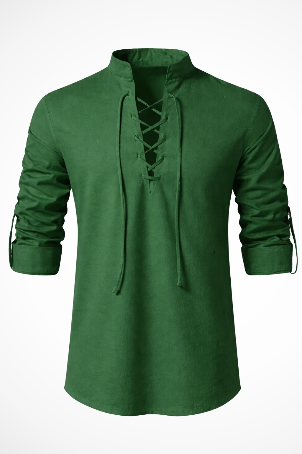 Linen lace-up long-sleeve casual shirt for men | Rowan -8
