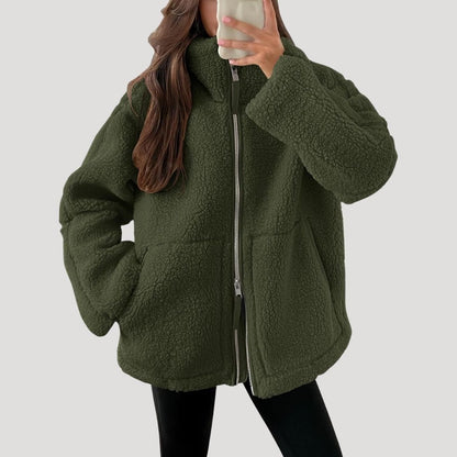 Casual Teddy fleece zip-up jacket for women | Noelle