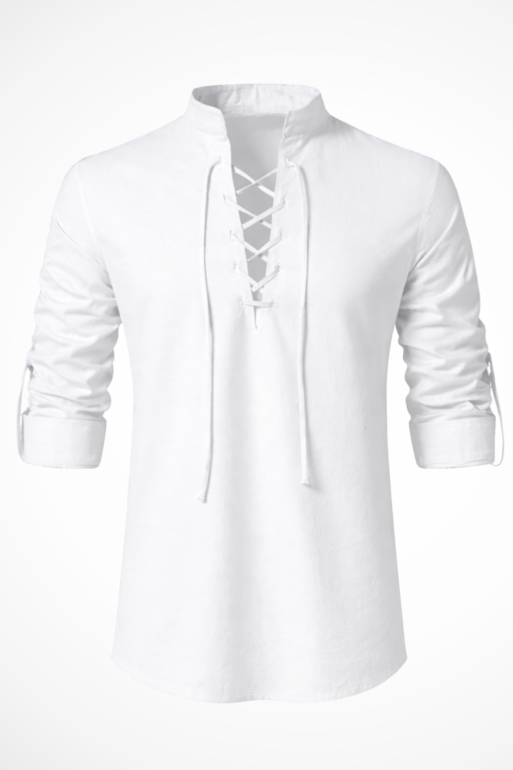 Linen lace-up long-sleeve casual shirt for men | Rowan -6