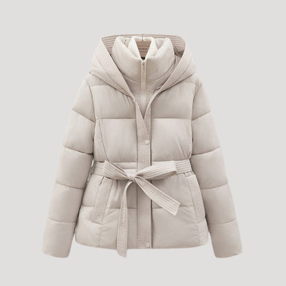 Street Belted hooded puffer jacket for women | Elara