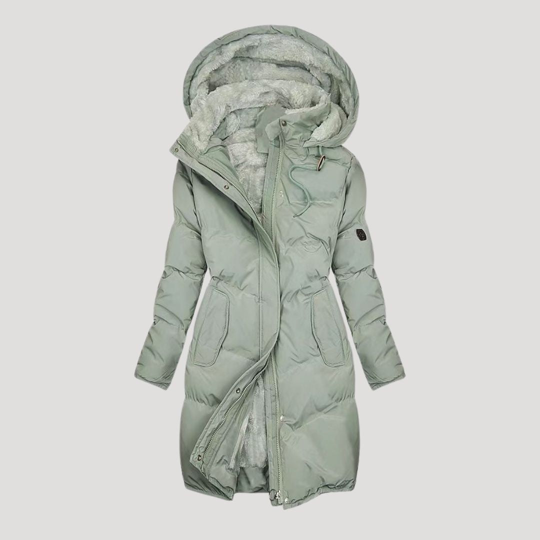 Protected Long hooded winter coat for women | Celeste