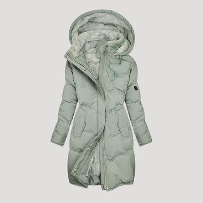 Protected Long hooded winter coat for women | Celeste