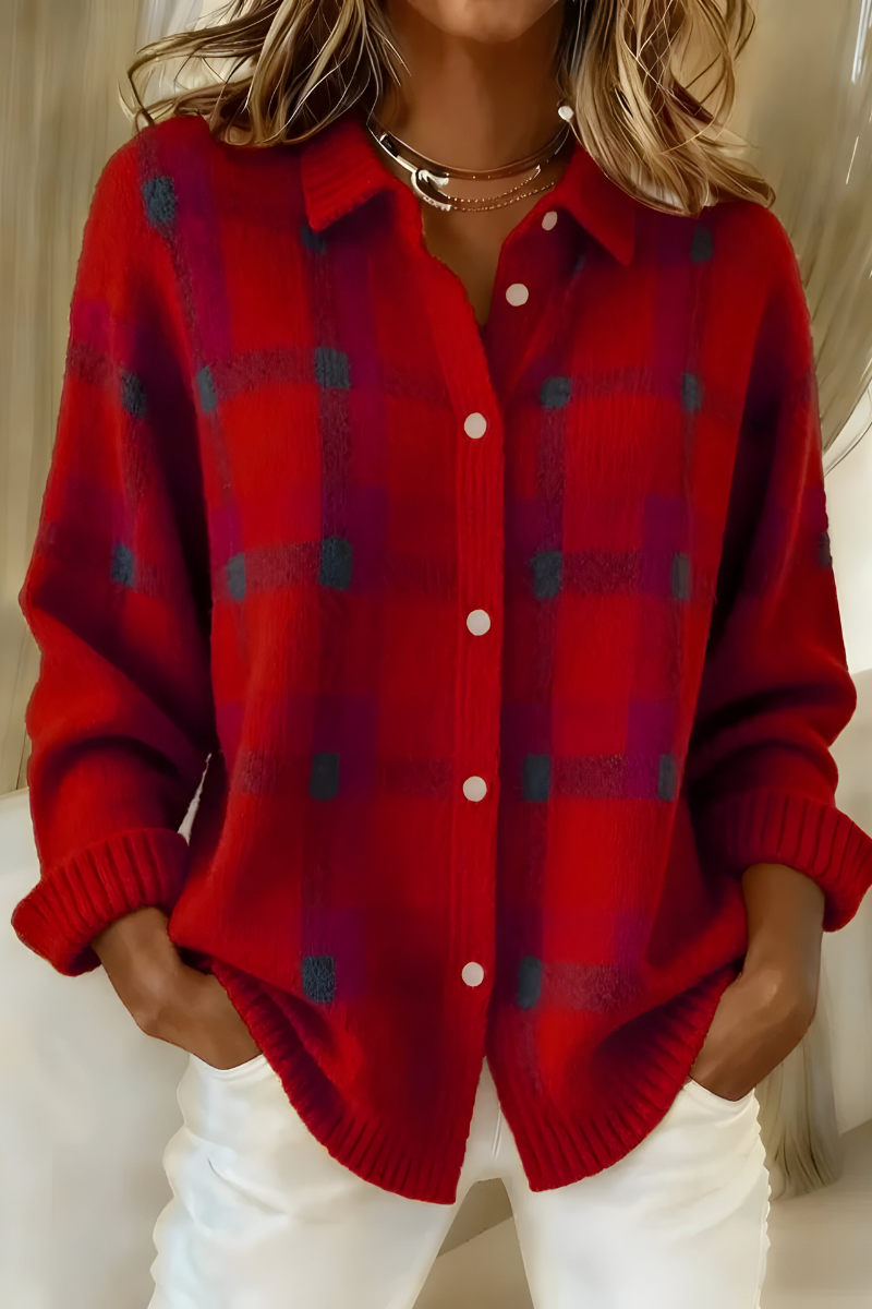 Snug Plaid knit cardigan for women | Anna