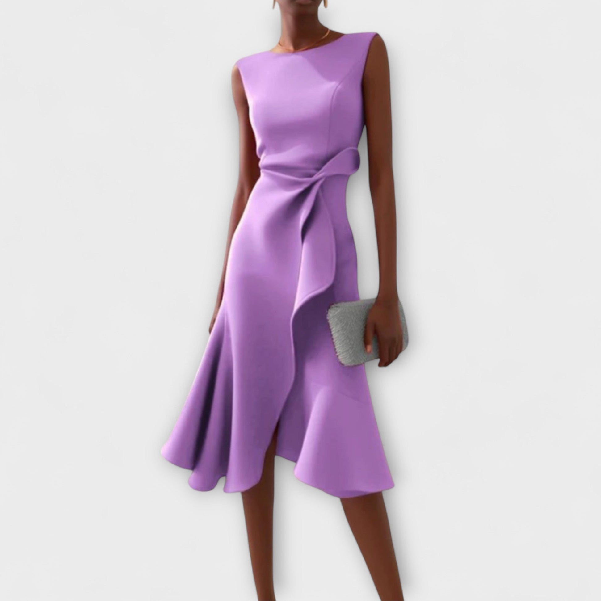 Draped asymmetric everyday midi dress for women | Sheila -5