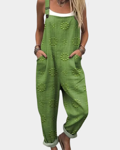 Printed wide-leg adjustable strap jumpsuit for women | Elira -4