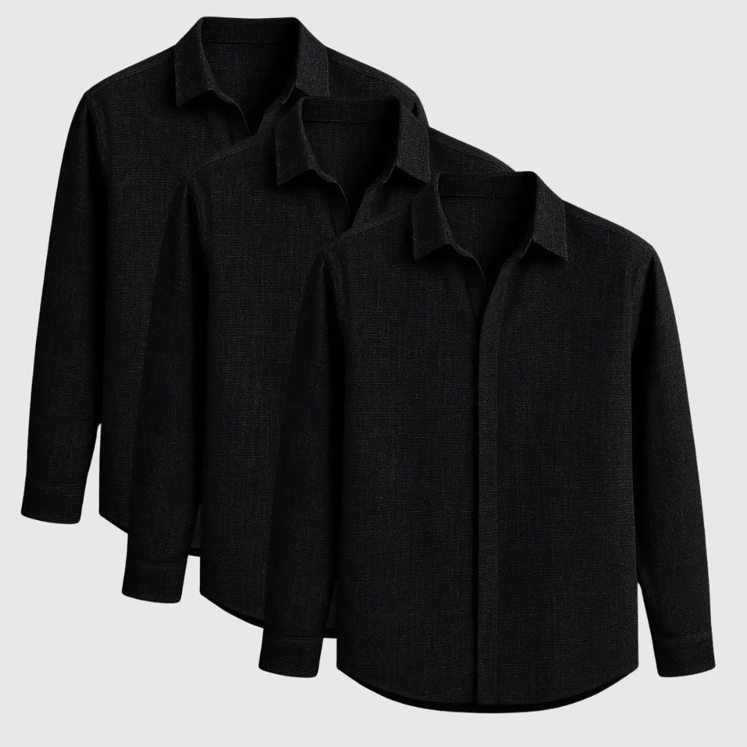 Breathable signature linen long-sleeve shirt for men | Luca Romano -4