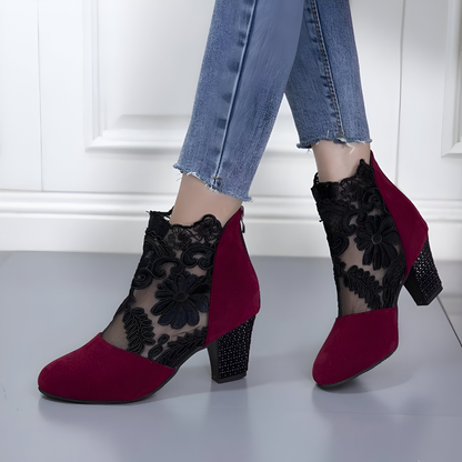 Elegant block heel ankle heels for women | Margarith -8