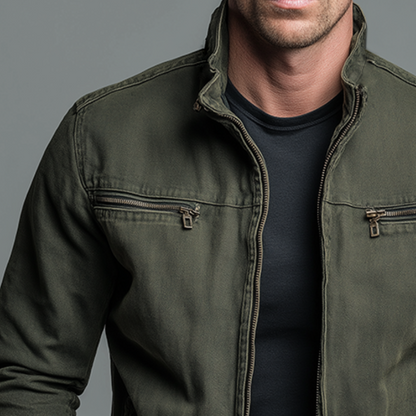Vintage style relaxed zip-up jacket for men | Denvera -4