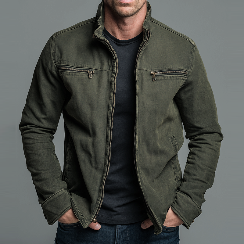 Vintage style relaxed zip-up jacket for men | Denvera -2