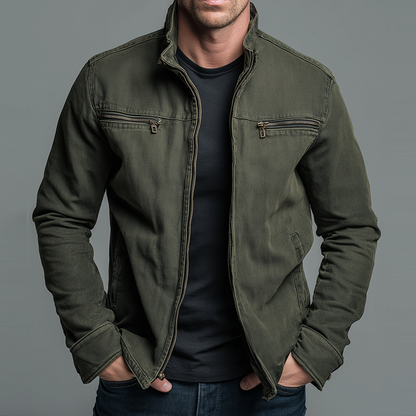 Vintage style relaxed zip-up jacket for men | Denvera -2
