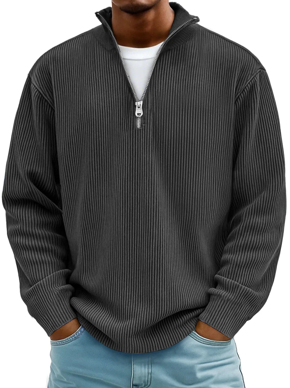 Warm classic half-zip knit sweater for men | Calix -4