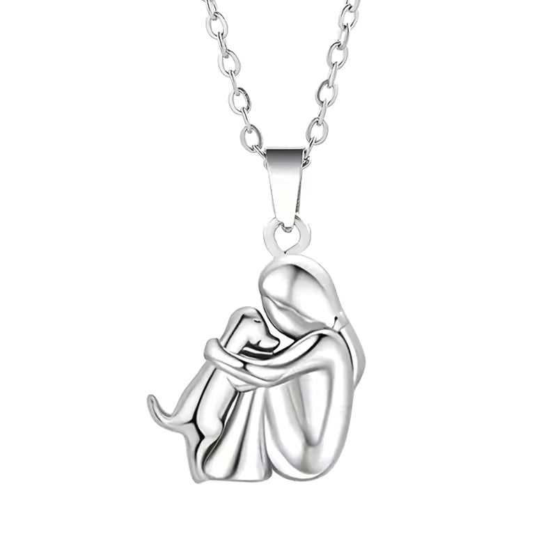 Adjustable chain dog hug pendant necklace for women | Forever -5