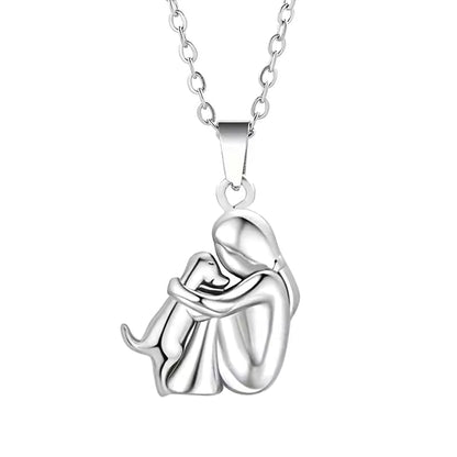 Adjustable chain dog hug pendant necklace for women | Forever -5
