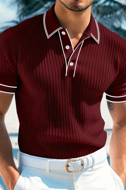 Ribbed knit contrast-collar polo shirt for men | Lorcan -10