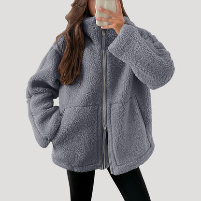 Casual Teddy fleece zip-up jacket for women | Noelle