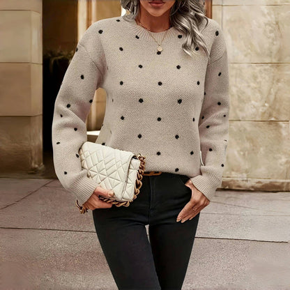 Classic polka dot knitted casual sweater for women | Nina -3