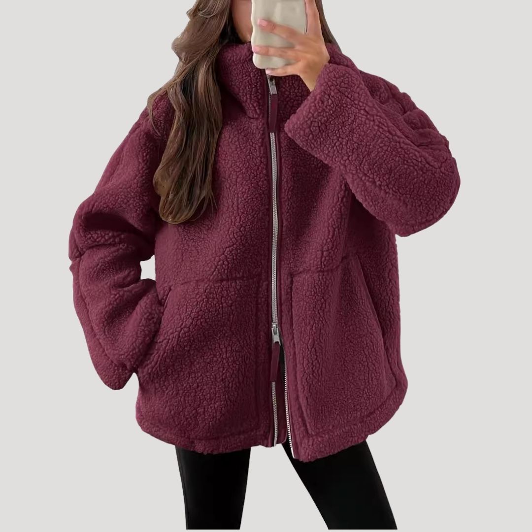 Casual Teddy fleece zip-up jacket for women | Noelle