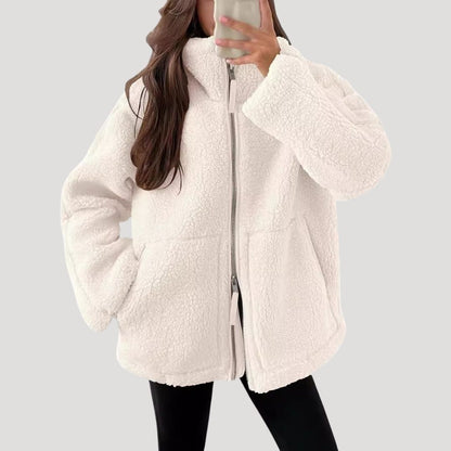 Casual Teddy fleece zip-up jacket for women | Noelle