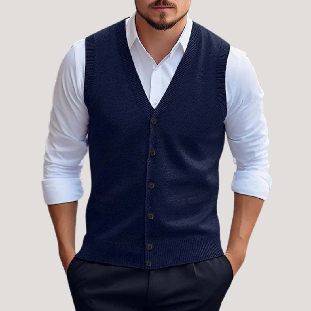 Covered Knitted button-up waistcoat for men | Dorian