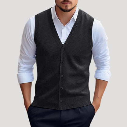Covered Knitted button-up waistcoat for men | Dorian