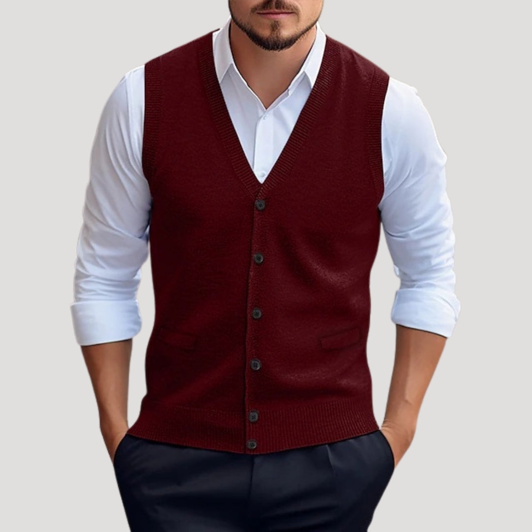 Covered Knitted button-up waistcoat for men | Dorian