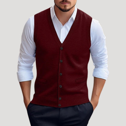 Covered Knitted button-up waistcoat for men | Dorian