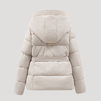 Street Belted hooded puffer jacket for women | Elara
