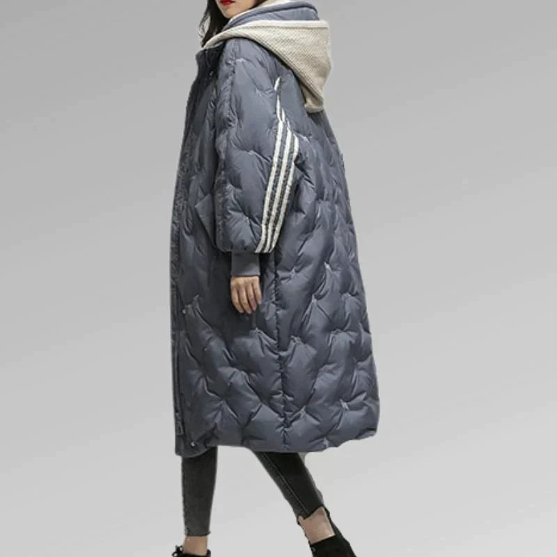 Warm long quilted jacket for women | Tiril -10
