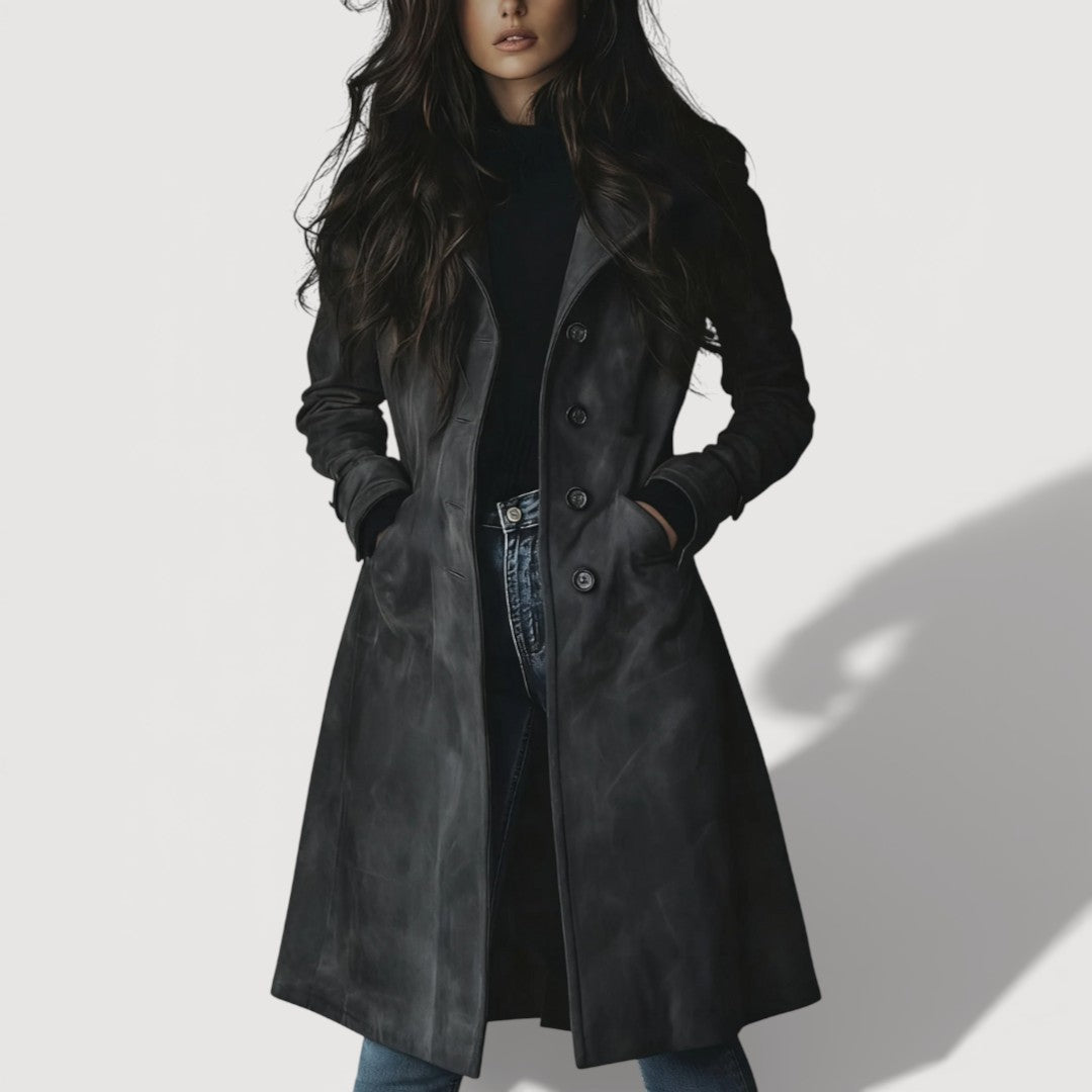 Classic suede trench coat for women | Carmen -3