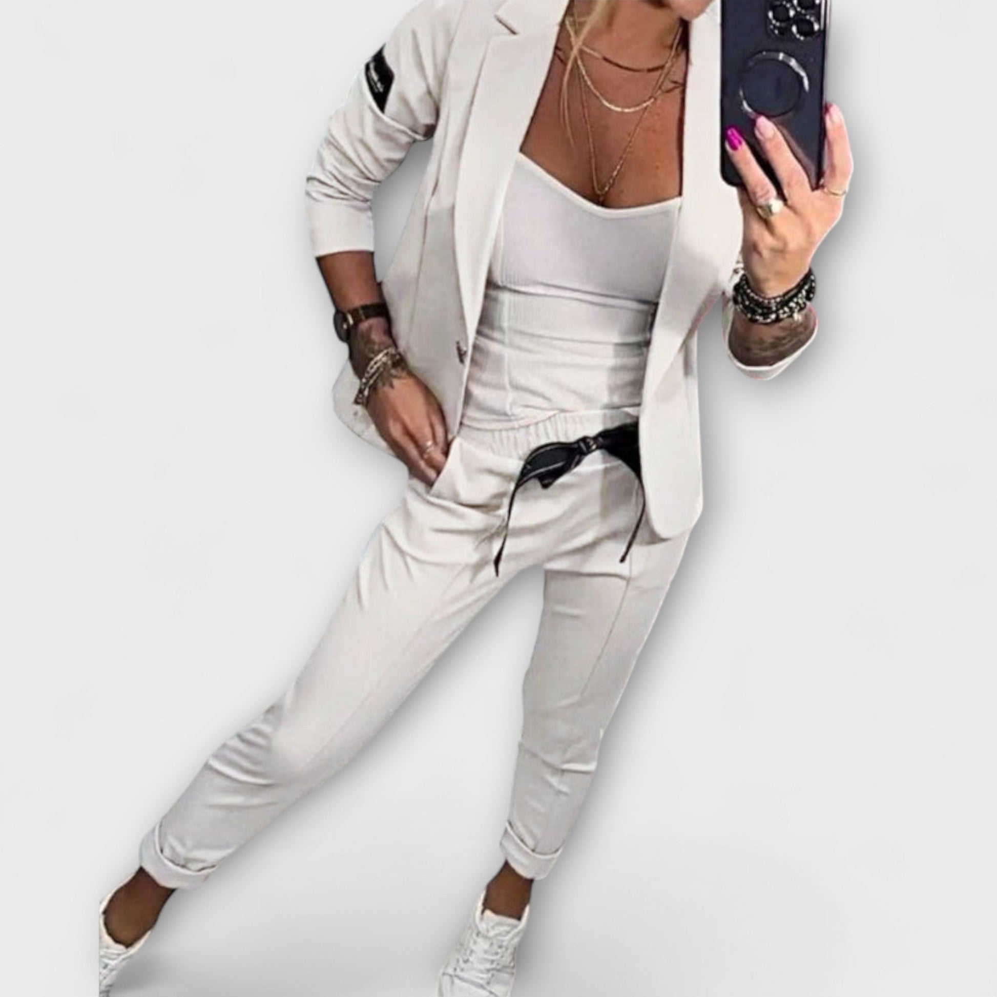 Coordinated jacket and pants suit set for women | Malou -6