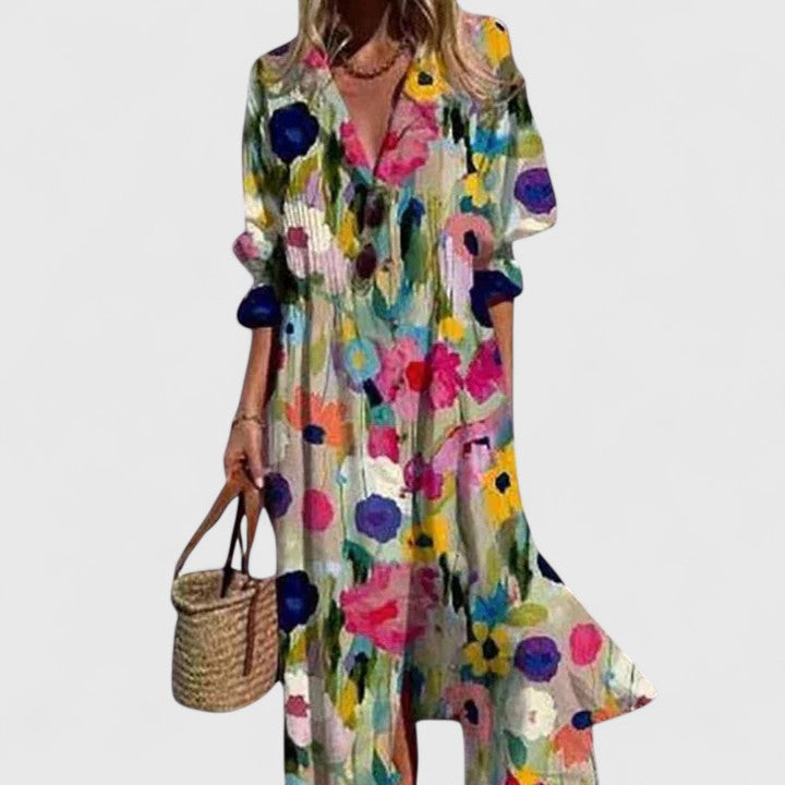 Elegant relaxed boho dress for women | Paula -3