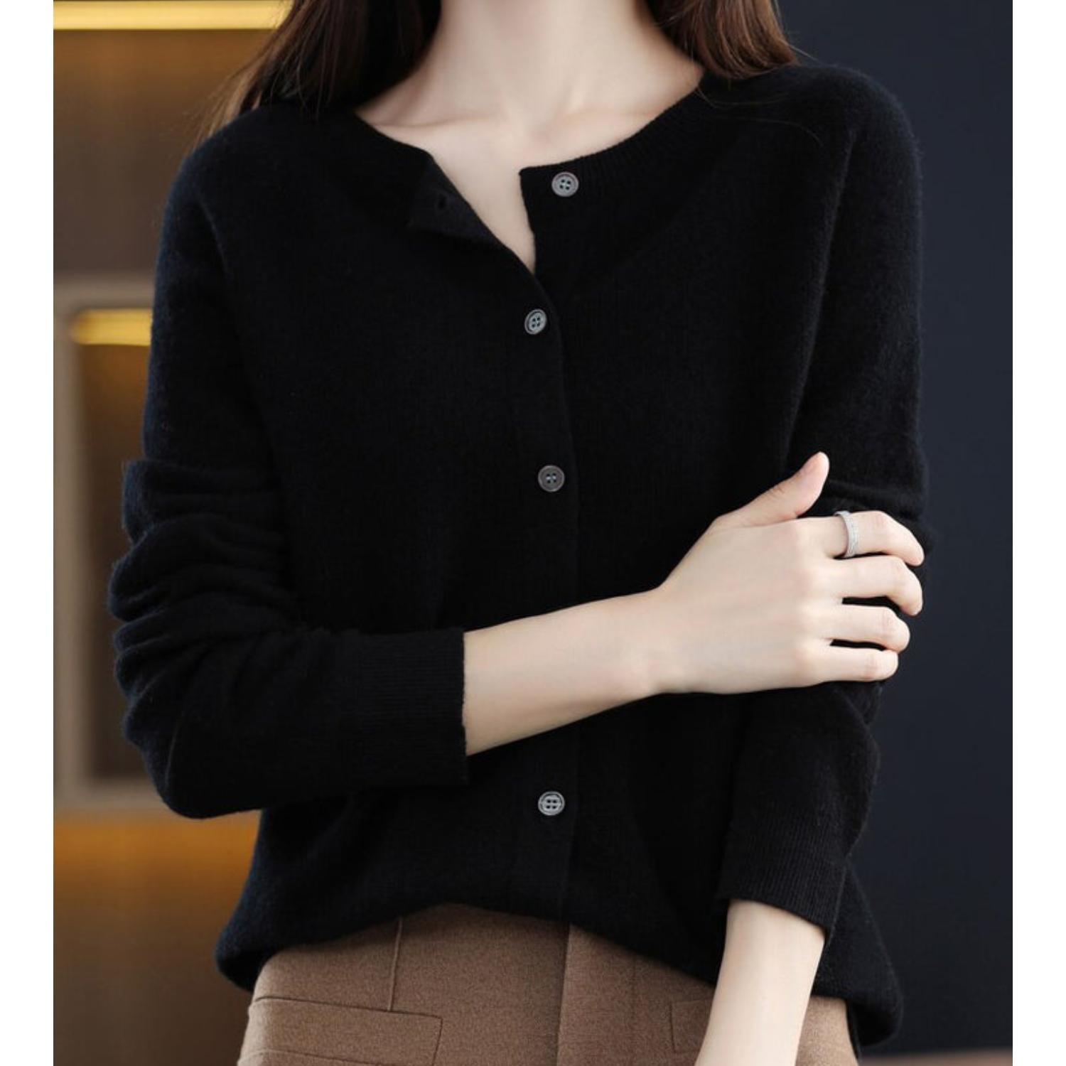 Soft cashmere open-front cardigan for women -12