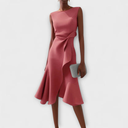 Draped asymmetric everyday midi dress for women | Sheila -3