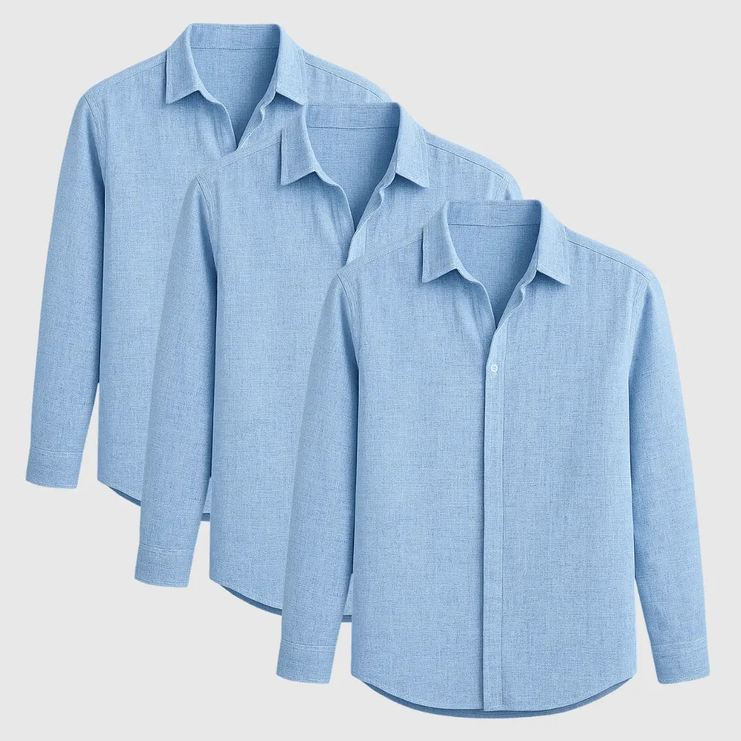 Breathable signature linen long-sleeve shirt for men | Luca Romano -6