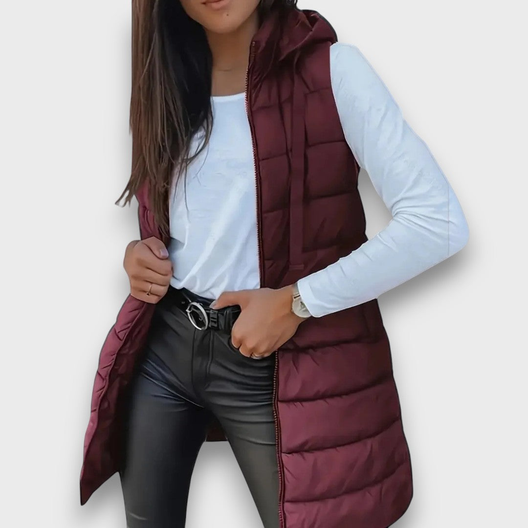 Sleeveless hooded puffer vest for women | Kaira -5