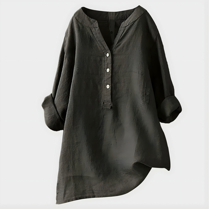 Gathered Elegant V-neck blouse for women | Virelle