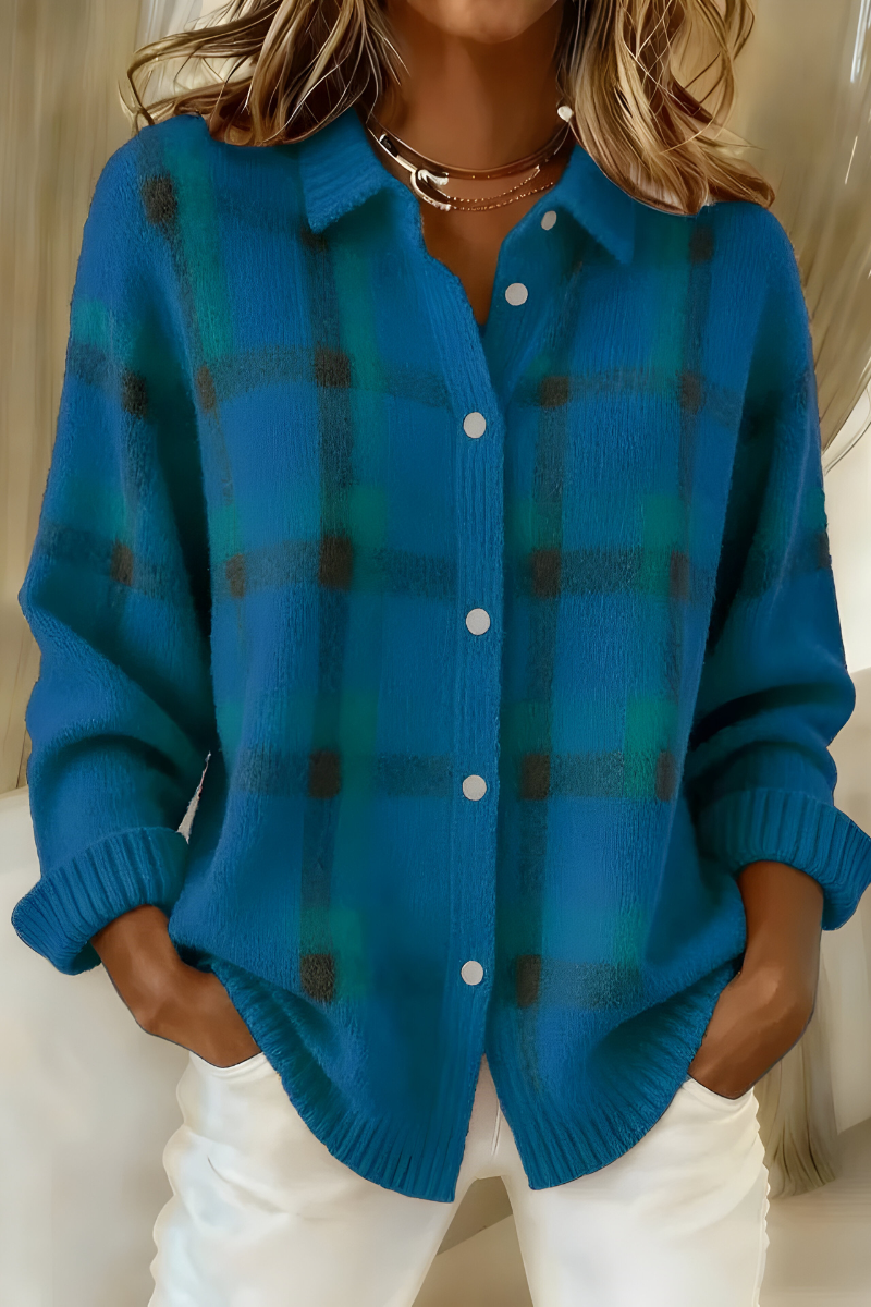 Snug Plaid knit cardigan for women | Anna