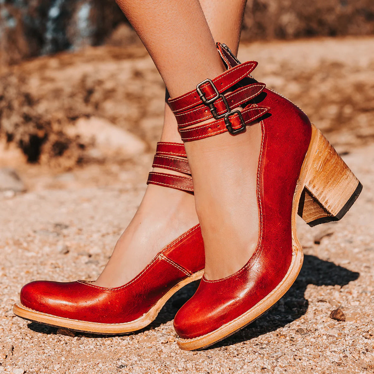 Summer Vintage ankle strap sandal heels for women | Verona
